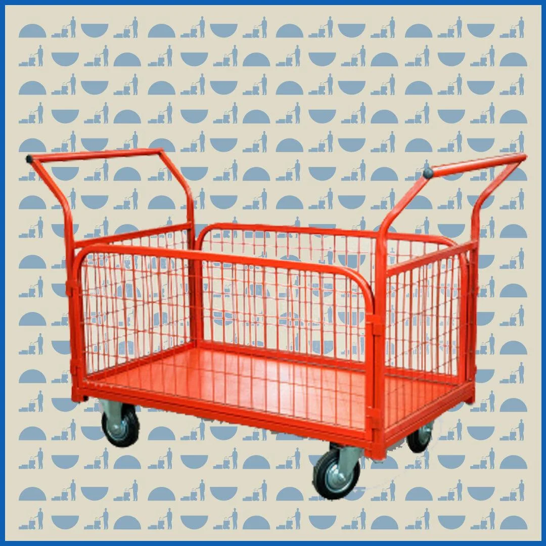 Тележка платформенная HUNTERPARTS ТП-3С (700х1200) с бортами из сетки и двумя ручками (колеса 160 мм)
